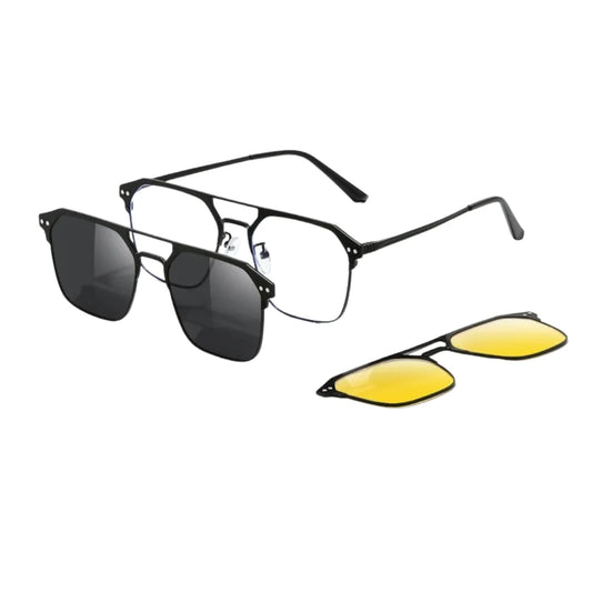 Óculos Clip On: Praticidade 2 em 1,descubra os Óculos Clip On, que unem armação de grau e lente solar em um único acessório. Práticos e versáteis, oferecem proteção UV e estilo com troca rápida das lentes. Envio Rápido e Fácil, com embalagem personalizada