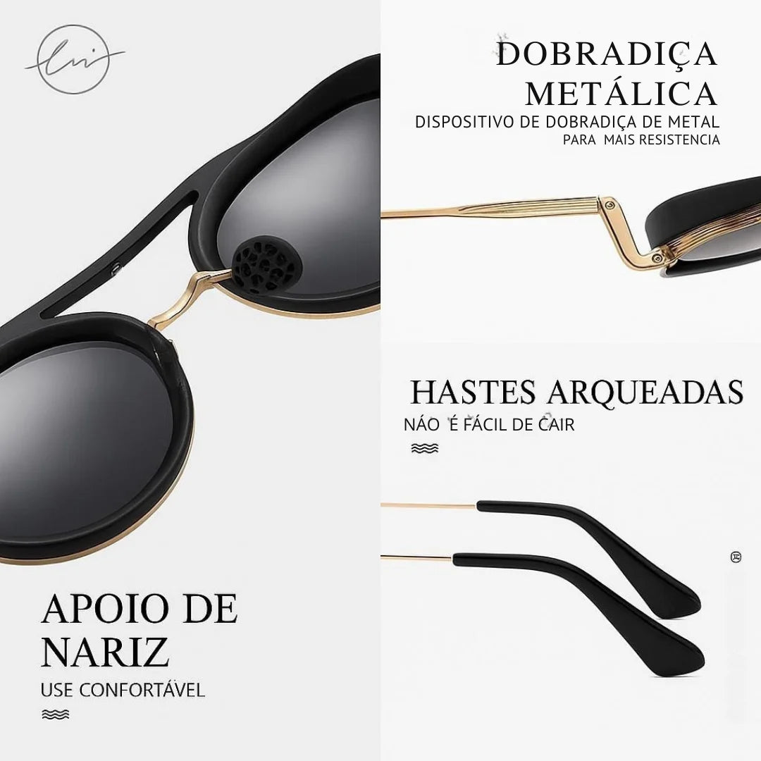 Estilo Clássico e Autêntico, os óculos redondo feminino trazem um visual vintage e moderno ao mesmo tempo, perfeitos para quem quer destacar personalidade com conforto e proteção UV. Envio Rápido e Fácil, embalagem personalizado.