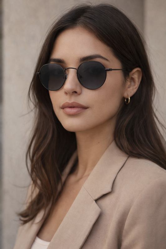 Óculos de Sol Redondo Oxen Preto Degradê - UV400