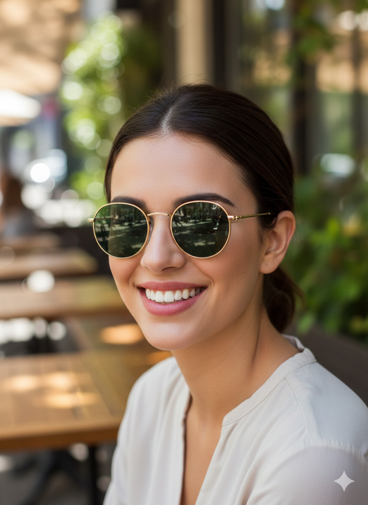 Óculos de Sol Redondo Oxen Esverdeado - UV400