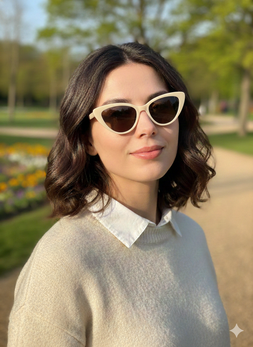 Óculos de Sol Gatinho Kely Branco - UV400