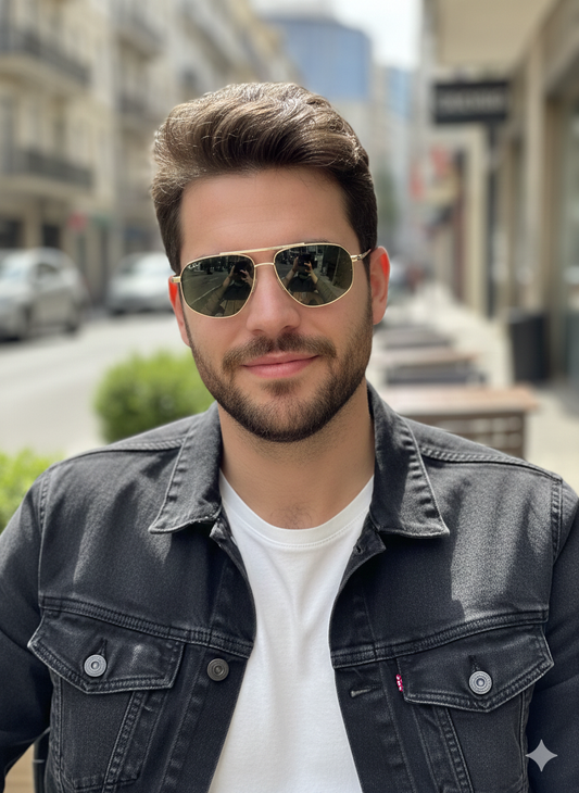 Óculos de Sol Aviador Luziano Esverdeado - UV400